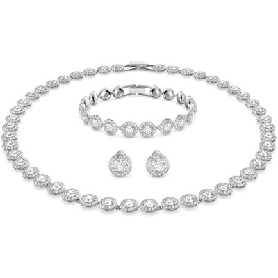 Swarovski Set Angelic, Taglio Round, Bianco, Placcato rodio Swarovski Set Angelic, Taglio Round, Bianco, Placcato rodio