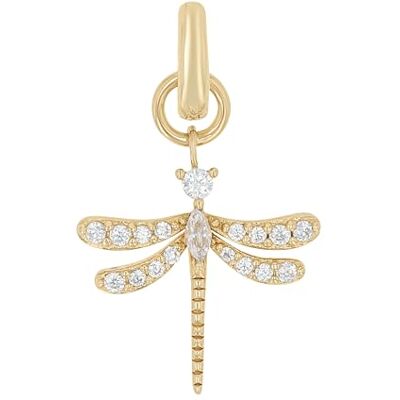 amor Charm in Argento Sterling 925, con zirconi sintetici, 2,3 cm, bianco, libellula, in confezione regalo, amor Charm in Argento Sterling 925, con zirconi sintetici, 2,3 cm, bianco, libellula, in confezione regalo,