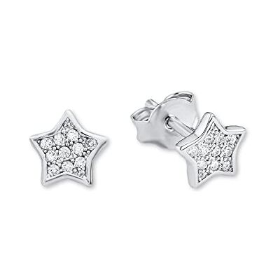 amor Orecchini a perno in Argento 925 per bambina, con zirconi sintetici, 0,6 cm, Argento, stella, Fornito in confezione regalo per gioielli amor Orecchini a perno in Argento 925 per bambina, con zirconi sintetici, 0,6 cm, Argento, stella, Fornito in confezione regalo per gioielli