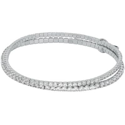 Michael Kors Bracciale doppio Premium Kors Brilliance in ottone tonalità argento da donna, MKJ8359CZ040 Michael Kors Bracciale doppio Premium Kors Brilliance in ottone tonalità argento da donna, MKJ8359CZ040