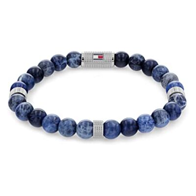 Tommy Hilfiger Jewelry Braccialetto di Perline da Uomo Con Pietre Laviche Colore Blu Tommy Hilfiger Jewelry Braccialetto di Perline da Uomo Con Pietre Laviche Colore Blu