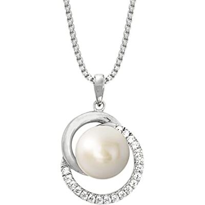 Joop! Gioiello da donna in argento sterling 925, con zirconi sintetici, con perle coltivate d'acqua dolce, argento, fornito in confezione regalo, Perla Joop! Gioiello da donna in argento sterling 925, con zirconi sintetici, con perle coltivate d'acqua dolce, argento, fornito in confezione regalo, Perla