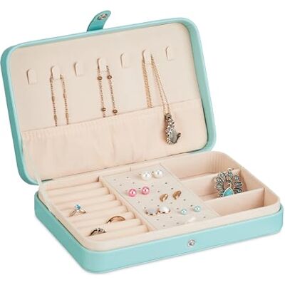 Relaxdays Valigetta Portagioie, Cofanetto Porta Gioielli Viaggio, Organizer Anelli e Collane, 4,5x21x14,5 cm, Turchese Relaxdays Valigetta Portagioie, Cofanetto Porta Gioielli Viaggio, Organizer Anelli e Collane, 4,5x21x14,5 cm, Turchese
