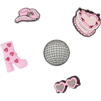 Crocs Confezione da 5 ciondoli per scarpe, unisex, rosa, motivo: notte fuori, multicolore, taglia unica, Multicolore, Taglia unica Crocs Confezione da 5 ciondoli per scarpe, unisex, rosa, motivo: notte fuori, multicolore, taglia unica, Multicolore, Taglia unica