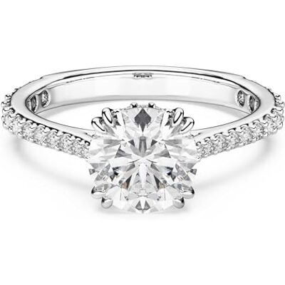 Swarovski Stilla Collezione Anello cocktail, Taglio rotondo, Pavé, Bianco, Finitura tonalità argento Swarovski Stilla Collezione Anello cocktail, Taglio rotondo, Pavé, Bianco, Finitura tonalità argento