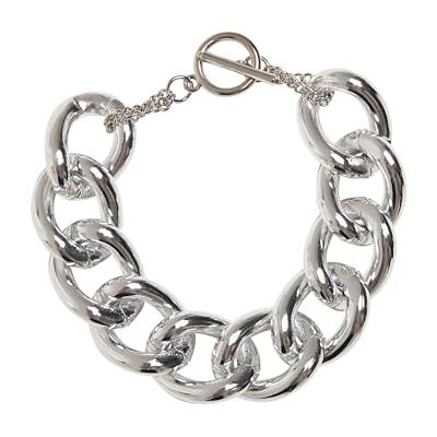 Urban Classics Bracciale unisex per uomini e donne Flashy Chain Bracelet, gioiello alla moda con maglie a maglia barbazzale, argento, taglie S/M e L/XL, L/XL, Metallo, Senza Gemme Urban Classics Bracciale unisex per uomini e donne Flashy Chain Bracelet, gioiello alla moda con maglie a maglia barbazzale, argento, taglie S/M e L/XL, L/XL, Metallo, Senza Gemme