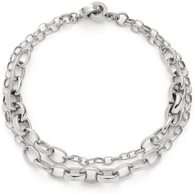 JEWELS BY LEONARDO Bracciale Clip & Mix Suzanne, Doppia Fila in Acciaio Inox Color Argento, Due Maglie di Diverse Dimensioni, Lunghezza 19,5 cm, Gioielli Regalo per Donne, JEWELS BY LEONARDO Bracciale Clip & Mix Suzanne, Doppia Fila in Acciaio Inox Color Argento, Due Maglie di Diverse Dimensioni, Lunghezza 19,5 cm, Gioielli Regalo per Donne,