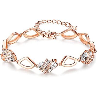 Leafael Pietra dei desideri Bracciale Donna Argento o oro rosa, bracciali donna con cristalli curativi, Senza allergie gioielli donna, Regalo Donna con scatola regalo, estensore catena da 7+2 pollici Leafael Pietra dei desideri Bracciale Donna Argento o oro rosa, bracciali donna con cristalli curativi, Senza allergie gioielli donna, Regalo Donna con scatola regalo, estensore catena da 7+2 pollici