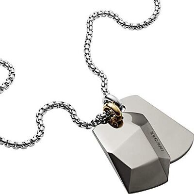 Diesel Collana Da Uomo Doppia Dogtags, 60Cm+5Cm Collana In Acciaio Inox Argento, Diesel Collana Da Uomo Doppia Dogtags, 60Cm+5Cm Collana In Acciaio Inox Argento,