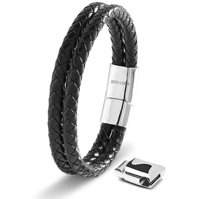SERASAR Premium Bracciale in Pelle Uomo Chiusura Magnetica in Acciaio Inossidabile Tre Colori Portagioie Incluso SERASAR Premium Bracciale in Pelle Uomo Chiusura Magnetica in Acciaio Inossidabile Tre Colori Portagioie Incluso