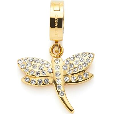 JEWELS BY LEONARDO , ciondolo clip & mix Elisabetta • ciondolo in acciaio inox dorato • libellula stilizzata con pavé • Gioielli regalo per donne • , 2,2 cm, Acciaio inossidabile, Nessuna pietra JEWELS BY LEONARDO , ciondolo clip & mix Elisabetta • ciondolo in acciaio inox dorato • libellula stilizzata con pavé • Gioielli regalo per donne • , 2,2 cm, Acciaio inossidabile, Nessuna pietra