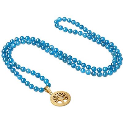 COAI Collana Mala Buddista 108 Perle di Pietre Naturali Annodate a Mano con Ciondolo in Acciaio Inox COAI Collana Mala Buddista 108 Perle di Pietre Naturali Annodate a Mano con Ciondolo in Acciaio Inox