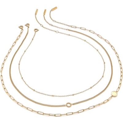 Burton Collana a catena da donna Collezione ILLUSION in Acciaio Inossidabile disponibile in versione argentata o dorata, Gold Burton Collana a catena da donna Collezione ILLUSION in Acciaio Inossidabile disponibile in versione argentata o dorata, Gold