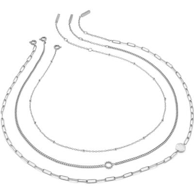 Burton Collana a catena da donna Collezione ILLUSION in Acciaio Inossidabile disponibile in versione argentata o dorata, Silver Burton Collana a catena da donna Collezione ILLUSION in Acciaio Inossidabile disponibile in versione argentata o dorata, Silver