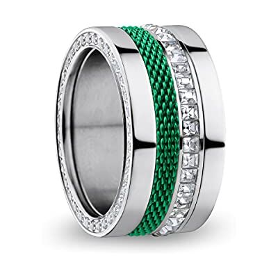 BERING , Set di Anelli Intercambiabili da Donna, in Argento e Verde con L'Esclusivo Sistema Twist & Change, Ganges BERING , Set di Anelli Intercambiabili da Donna, in Argento e Verde con L'Esclusivo Sistema Twist & Change, Ganges
