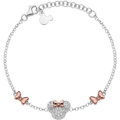 Disney Bracciale Bambine con Minnie Mouse in Argento 925 e Zirconi, Lunghezza 13-18cm, Gioielli Disney Bracciale Bambine con Minnie Mouse in Argento 925 e Zirconi, Lunghezza 13-18cm, Gioielli