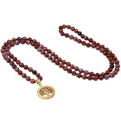 COAI Collana Mala Buddista 108 Perle di Pietre Naturali Annodate a Mano con Ciondolo in Acciaio Inox COAI Collana Mala Buddista 108 Perle di Pietre Naturali Annodate a Mano con Ciondolo in Acciaio Inox