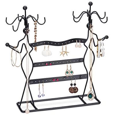 Relaxdays Espositore Gioielli Girevole, Porta Collane, Bracciali & Orecchini da Donna, Organizer da Tavolo, Design Nero Relaxdays Espositore Gioielli Girevole, Porta Collane, Bracciali & Orecchini da Donna, Organizer da Tavolo, Design Nero