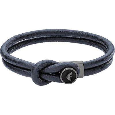Emporio Armani Bracciale Per Uomo, 18,50 Cm Bracciale In Pelle Blu, Emporio Armani Bracciale Per Uomo, 18,50 Cm Bracciale In Pelle Blu,