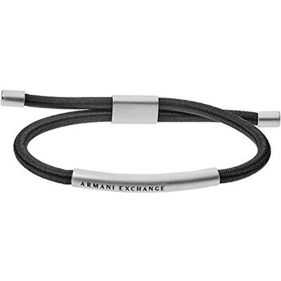 Armani Bracciale da uomo in pelle o sintetico con chiusura a cursore, Nero Armani Bracciale da uomo in pelle o sintetico con chiusura a cursore, Nero