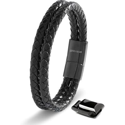 SERASAR Premium Bracciale in Pelle Uomo Chiusura Magnetica in Acciaio Inossidabile Tre Colori Portagioie Incluso SERASAR Premium Bracciale in Pelle Uomo Chiusura Magnetica in Acciaio Inossidabile Tre Colori Portagioie Incluso