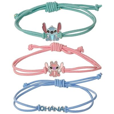 Disney Lilo & Stitch Set di 3 braccialetti dell'amicizia con cordino e angelo, con licenza ufficiale, regalo di Lilo e Stitch Disney Lilo & Stitch Set di 3 braccialetti dell'amicizia con cordino e angelo, con licenza ufficiale, regalo di Lilo e Stitch