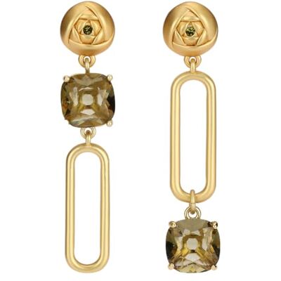 THUN Orecchini ad anello ovale con cristallo verde 1x5H cm • Parti metalliche: ottone o zama galvanizzato con oro o palladio, titanio. • Altri materiali: vetro, resina, pietre, ABS THUN Orecchini ad anello ovale con cristallo verde 1x5H cm • Parti metalliche: ottone o zama galvanizzato con oro o palladio, titanio. • Altri materiali: vetro, resina, pietre, ABS