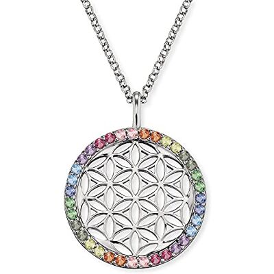 Engelsrufer Collana da donna in argento sterling con ciondolo a forma di fiore della vita, tempestata di zirconi, chiusura a moschettone, lunghezza regolabile, senza nichel, 21mm, Argento sterling Engelsrufer Collana da donna in argento sterling con ciondolo a forma di fiore della vita, tempestata di zirconi, chiusura a moschettone, lunghezza regolabile, senza nichel, 21mm, Argento sterling