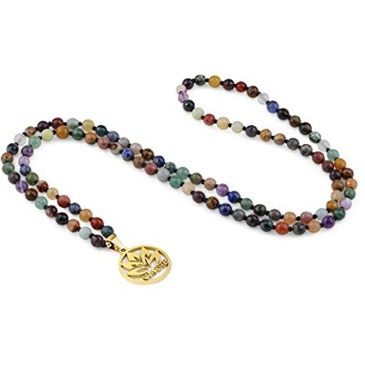 COAI Collana Mala Buddista 108 Perle di Pietre Naturali Annodate a Mano con Ciondolo in Acciaio Inox COAI Collana Mala Buddista 108 Perle di Pietre Naturali Annodate a Mano con Ciondolo in Acciaio Inox