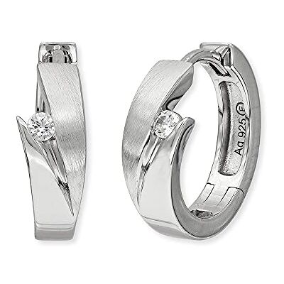 Engelsrufer Jana Orecchini a cerchio da donna in argento sterling, con 2 zirconi, chiusura a clip, senza nichel, 16 mm, Ø16 mm, Argento sterling, Zirconia cubica Engelsrufer Jana Orecchini a cerchio da donna in argento sterling, con 2 zirconi, chiusura a clip, senza nichel, 16 mm, Ø16 mm, Argento sterling, Zirconia cubica