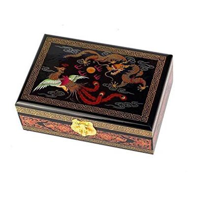 lachineuse Portagioie con Motivo Imperiale Scatola portaoggetti in Legno Laccato Fenice e Drago Decorazione Tradizionale Asiatica Scatola Regalo da Donna Idea Regalo 21x14x7 cm lachineuse Portagioie con Motivo Imperiale Scatola portaoggetti in Legno Laccato Fenice e Drago Decorazione Tradizionale Asiatica Scatola Regalo da Donna Idea Regalo 21x14x7 cm
