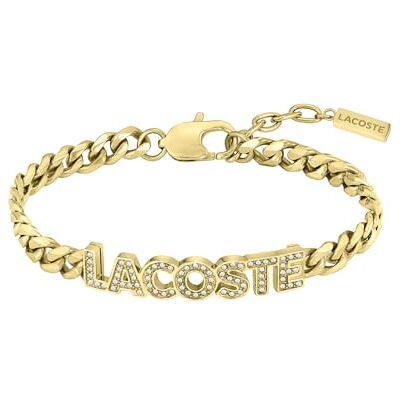 Lacoste Braccialetto a Catena da Donna Collezione SCRIPT in Oro Giallo con Cristalli Lacoste Braccialetto a Catena da Donna Collezione SCRIPT in Oro Giallo con Cristalli