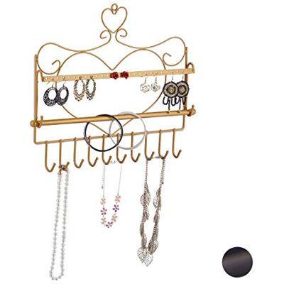 Relaxdays Portagioie da Parete, per Collane, Orecchini e Bracciali, a Forma di Cuore, HxLxP: 30 x 36,5 x 3,5 cm, Dorato Relaxdays Portagioie da Parete, per Collane, Orecchini e Bracciali, a Forma di Cuore, HxLxP: 30 x 36,5 x 3,5 cm, Dorato