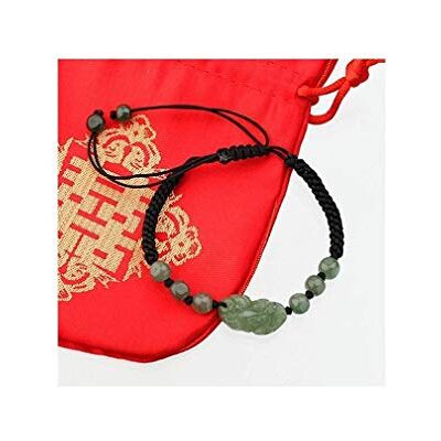 lachineuse Bracciale PIXIU in Giada Simbolo Feng Shui di ricchezza e Protezione Pochette in Raso in Omaggio lachineuse Bracciale PIXIU in Giada Simbolo Feng Shui di ricchezza e Protezione Pochette in Raso in Omaggio