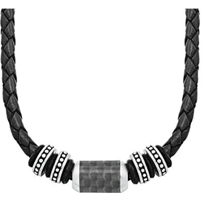 s.Oliver sOliver Collare in pelle e acciaio inossidabile per uomo, collana, disponibile in una confezione regalo per gioielli s.Oliver sOliver Collare in pelle e acciaio inossidabile per uomo, collana, disponibile in una confezione regalo per gioielli
