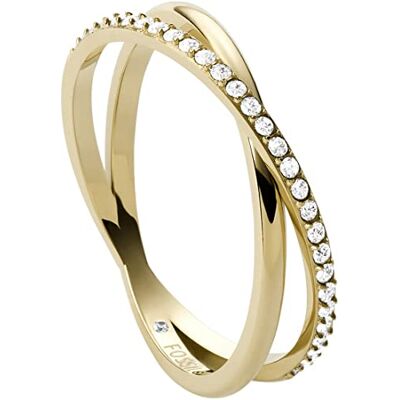 Fossil Anello Da Donna Vintage Iconic, Altezza: 5,4 mm Anello In Acciaio Inossidabile Dorato, Fossil Anello Da Donna Vintage Iconic, Altezza: 5,4 mm Anello In Acciaio Inossidabile Dorato,