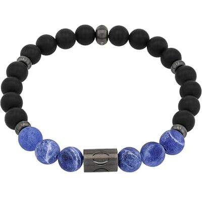 Joop! Bracciale da uomo in acciaio inossidabile con dumortierite, 18,5 cm, argento, fornito in una confezione regalo per gioielli, , Blu Joop! Bracciale da uomo in acciaio inossidabile con dumortierite, 18,5 cm, argento, fornito in una confezione regalo per gioielli, , Blu