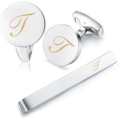 Bear Gemelli & Fermacravatta Uomo con Iniziali Alfabeto Lettera per Camicia Matrimonio Commercio Regalo,Argent 5.4cm Bear Gemelli & Fermacravatta Uomo con Iniziali Alfabeto Lettera per Camicia Matrimonio Commercio Regalo,Argent 5.4cm