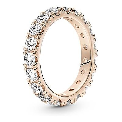 PANDORA Timeless Anello Eternity fascia scintillante, placcato in oro rosa 14k, con pietre di zirconia cubica incolori PANDORA Timeless Anello Eternity fascia scintillante, placcato in oro rosa 14k, con pietre di zirconia cubica incolori