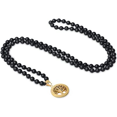 COAI Collana Mala Buddista 108 Perle di Pietre Naturali Annodate a Mano con Ciondolo in Acciaio Inox COAI Collana Mala Buddista 108 Perle di Pietre Naturali Annodate a Mano con Ciondolo in Acciaio Inox