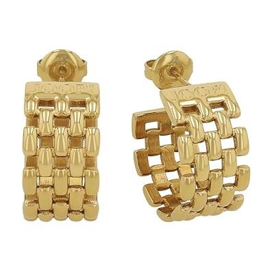 Joop! Orecchini a cerchio in acciaio inossidabile da donna, 2 cm, oro, forniti in una confezione regalo per gioielli, , Rete Joop! Orecchini a cerchio in acciaio inossidabile da donna, 2 cm, oro, forniti in una confezione regalo per gioielli, , Rete