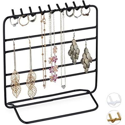 Relaxdays Portagioie, per Collane, Orecchini, Bracciali, Organizer per Gioielli, Stand, HxLxP: 21 x 20 x 10 cm, Nero Relaxdays Portagioie, per Collane, Orecchini, Bracciali, Organizer per Gioielli, Stand, HxLxP: 21 x 20 x 10 cm, Nero