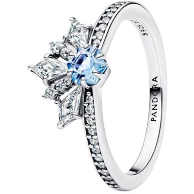 PANDORA Disney Frozen Elsa Sterling Silver Ring with Water Blue Crystal and Clear Cubic Zirconia PANDORA Disney Frozen Elsa Sterling Silver Ring with Water Blue Crystal and Clear Cubic Zirconia
