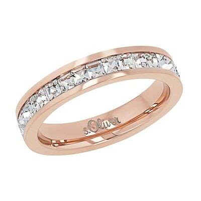 s.Oliver Anello da donna in acciaio inossidabile, con cristallo, colore rosa, fornito in confezione regalo per gioielli, 52/16.5 s.Oliver Anello da donna in acciaio inossidabile, con cristallo, colore rosa, fornito in confezione regalo per gioielli, 52/16.5