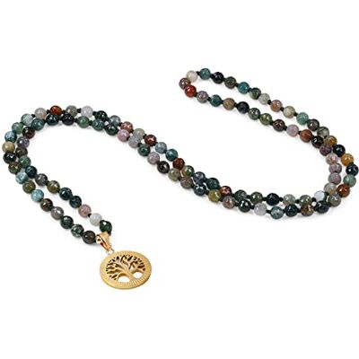 COAI Collana Mala Buddista 108 Perle di Pietre Naturali Annodate a Mano con Ciondolo in Acciaio Inox COAI Collana Mala Buddista 108 Perle di Pietre Naturali Annodate a Mano con Ciondolo in Acciaio Inox