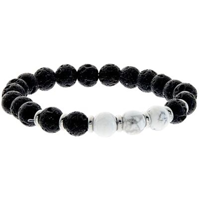 Beneto Bracciale Beaded Bracelet Made of Lava Stone And howlite MINK52 Lunghezza: 19 cm Marca, Estándar, Metallo Non prezioso, Nessuna Pietra preziosa Beneto Bracciale Beaded Bracelet Made of Lava Stone And howlite MINK52 Lunghezza: 19 cm Marca, Estándar, Metallo Non prezioso, Nessuna Pietra preziosa