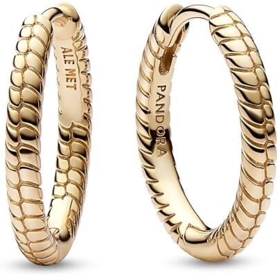 PANDORA Orecchini a cerchio Moments in maglia snake placcati in oro 14k PANDORA Orecchini a cerchio Moments in maglia snake placcati in oro 14k