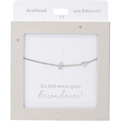 Depesche Bracciale in argento con ciondolo "J" e cuore, lunghezza variabile, come regalo per amici e parenti Depesche Bracciale in argento con ciondolo "J" e cuore, lunghezza variabile, come regalo per amici e parenti