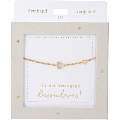 Depesche Bracciale in oro con ciondolo "D" e cuore, lunghezza variabile, come regalo per amici e parenti Depesche Bracciale in oro con ciondolo "D" e cuore, lunghezza variabile, come regalo per amici e parenti