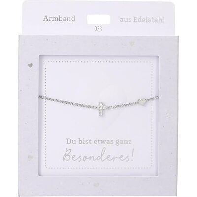Depesche Bracciale in argento con croce e brillantini, lunghezza variabile come regalo per amici e parenti Depesche Bracciale in argento con croce e brillantini, lunghezza variabile come regalo per amici e parenti